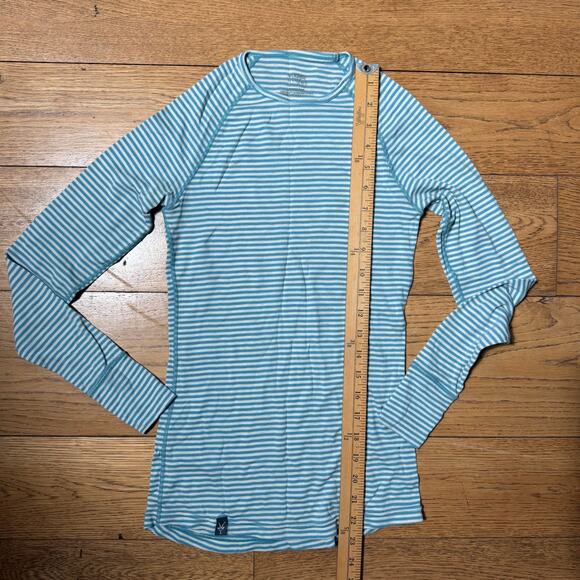 IBEX Woolies 150 Base Layer SZ S Striped Blue White Merino Wool - Picture 6 of 6